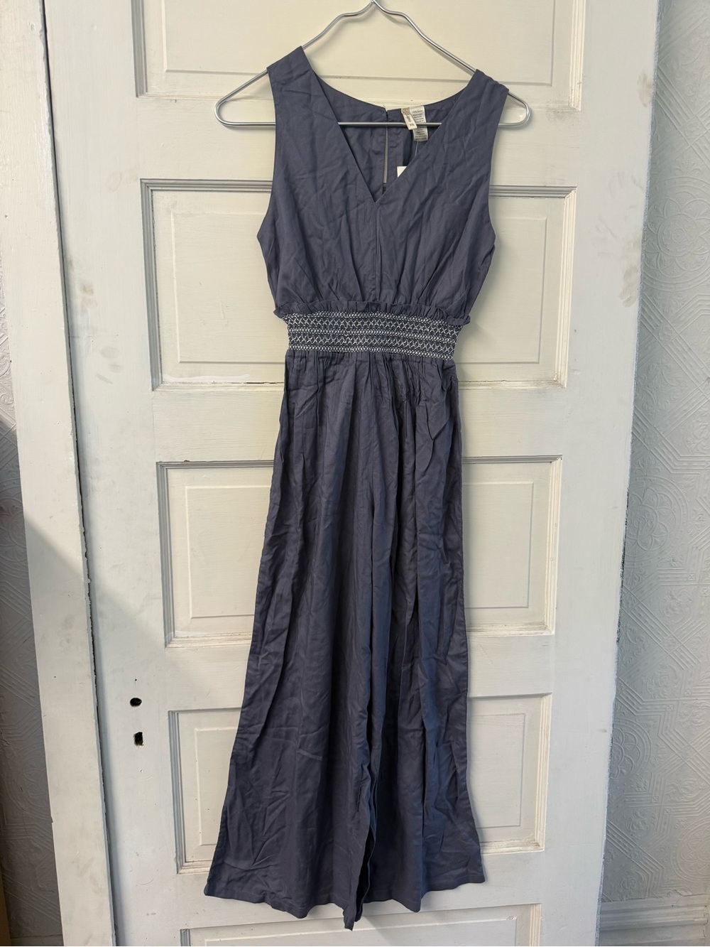 Japna Sleeveless V-Neck Maxi Dress in Dusty Blue